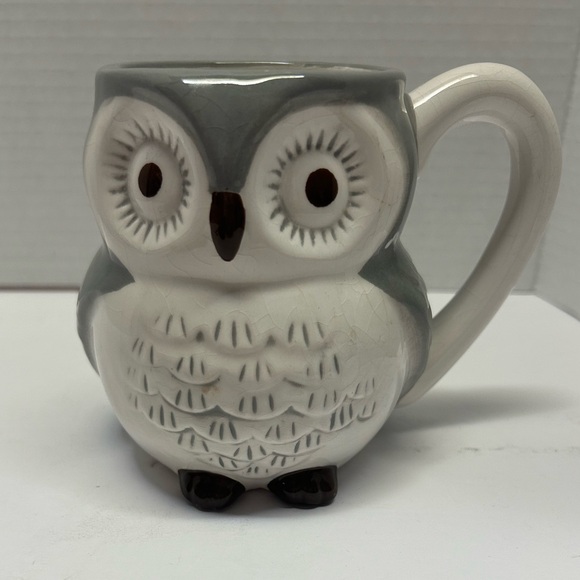 Owl Modern Gourmet Foods Mug 3-D Gray & White Fall 16‎ oz Coffee Tea Cup - Picture 7 of 16